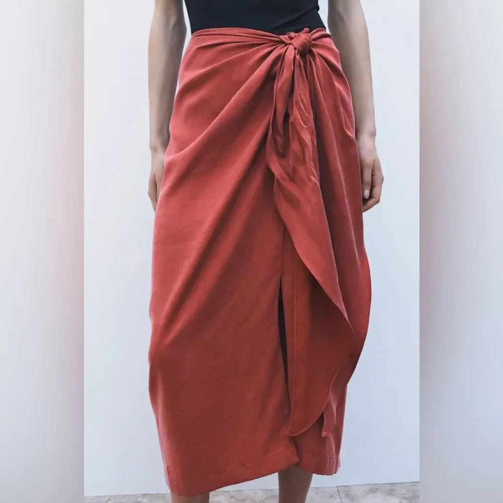 ZARA ZW COLLECTION TIE MIDI SKIRT